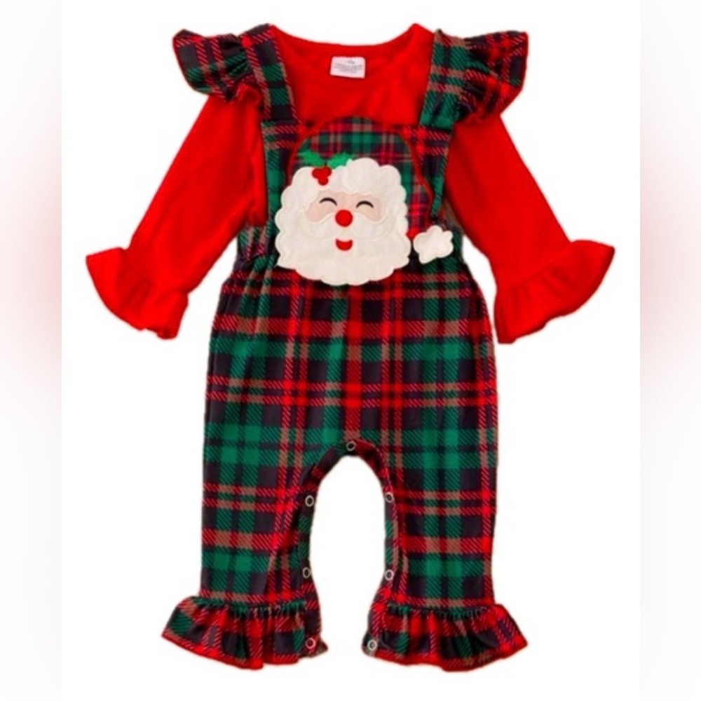 Festive Santa Plaid Baby Romper 0/3 months